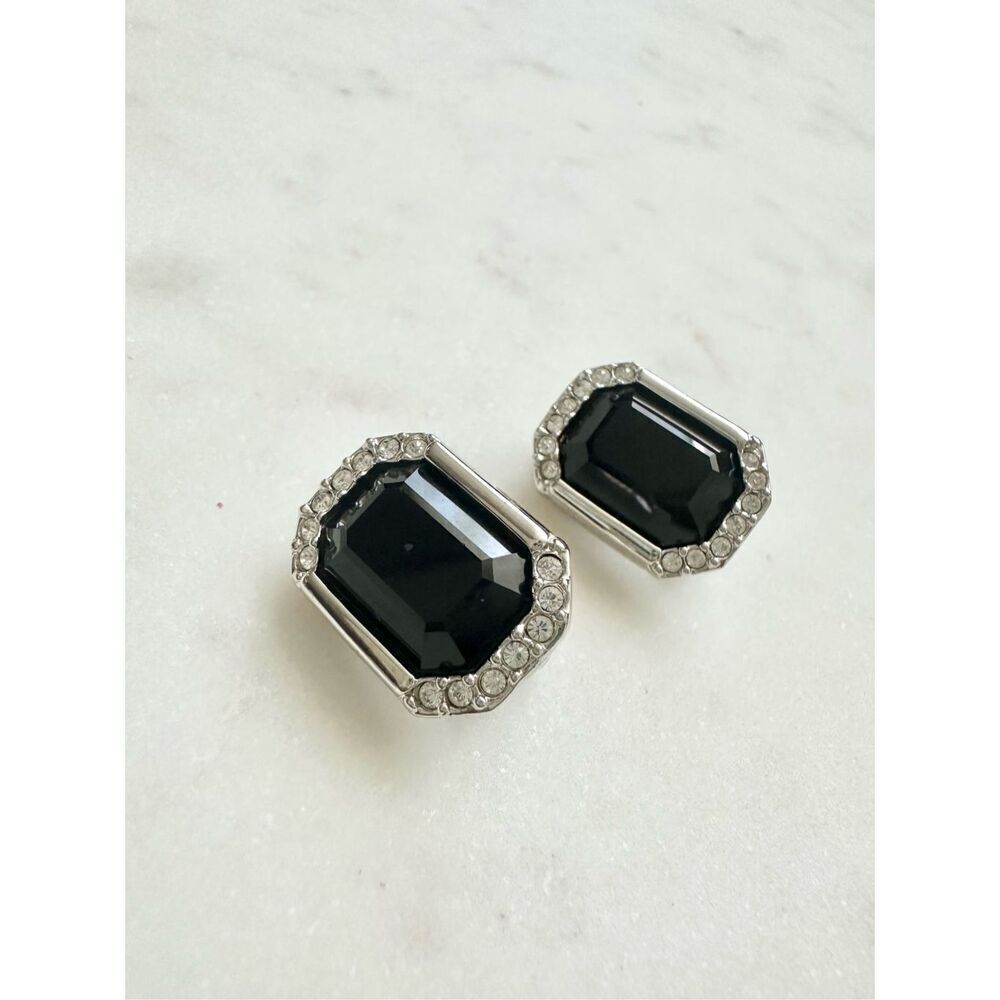 Swarovski black crystal clip on earrings 